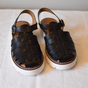 Black Fisherman Close-Toed Tanzanite Sandals Sonoma Size 6